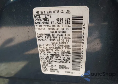 2013 Nissan Rogue S z USA, uszkodzony, nr VIN JN8AS5MVXDW604129